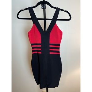 Marciano Bandage Dress Black Red XS